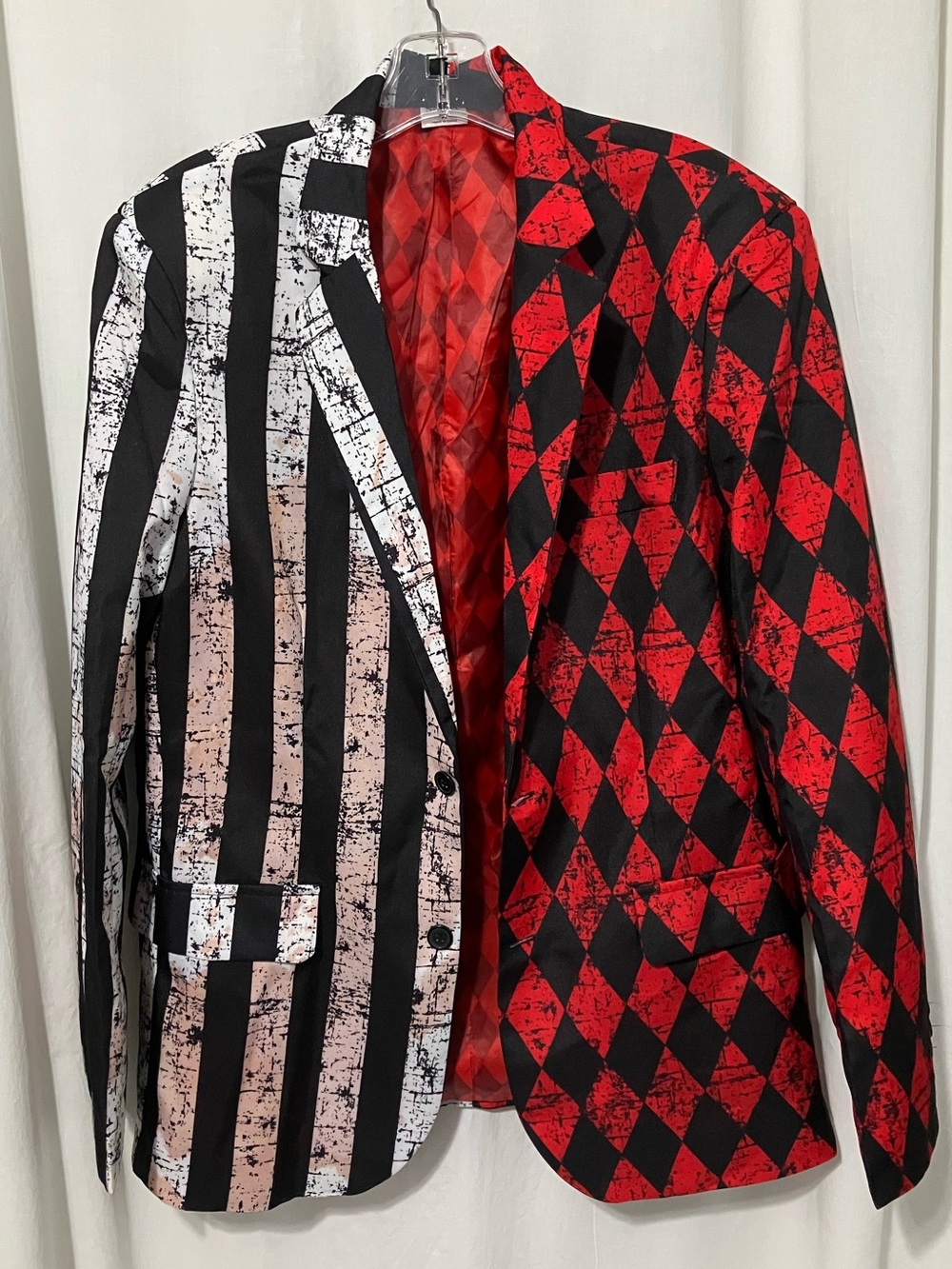 Spirit Red & Black Harlequin Mixed-Pattern Men's Blazer